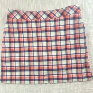 IZOD Golf Women's Skort Pink/ Navy‎ Plaid Side Zip Front And Back Pockets Sz. 8